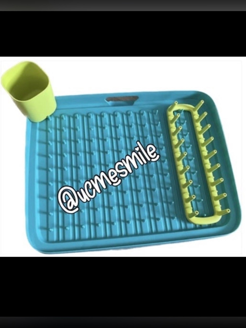 Blue & Lime Dish Drying Rack with Utensil Holder 3-Piece set